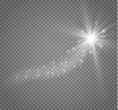 Light glow effect stars bursts with sparkles isolated on transparent background. Stock Illustration