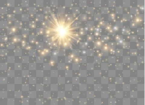 Light glow effect stars. Vector sparkles on transparent background. Christmas Illustrazione stock