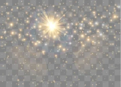Light glow effect stars. Vector sparkles on transparent background. Christmas Stock Illustration