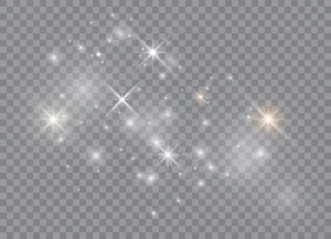 Light glow effect stars. Vector sparkles on transparent background. Christmas Stock Illustration