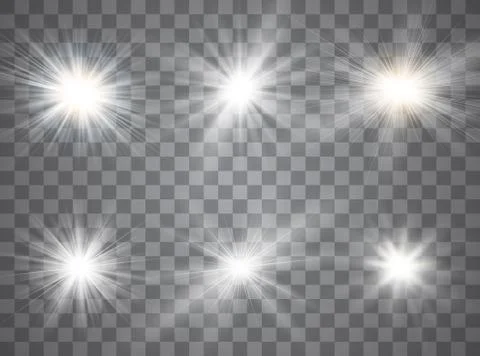 Light glow effect stars. Vector sparkles on transparent background. Christmas Stock Illustration