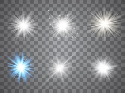Light glow effect stars. Vector sparkles on transparent background. Christmas Stock Illustration