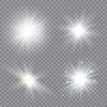 Light glow effect stars. Vector sparkles on transparent background. Christmas Stock Illustration