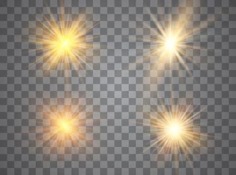 Light glow effect stars. Vector sparkles on transparent background. Christmas Stock Illustration