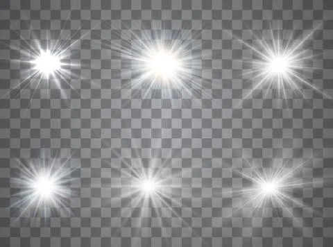Light glow effect stars. Vector sparkles on transparent background. Christmas Stock Illustration