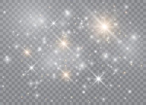 Light glow effect stars. Vector sparkles on transparent background. Christmas Stock Illustration
