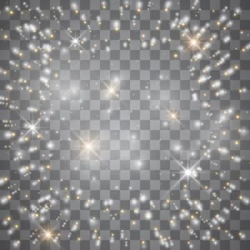 Light glow effect stars. Vector sparkles on transparent background. Christmas Stock Illustration