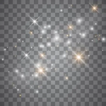 Light glow effect stars. Vector sparkles on transparent background. Christmas Stock Illustration