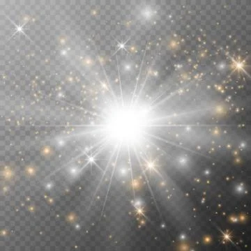 Light glow effect stars. Vector sparkles on transparent background. Christmas Stock Illustration