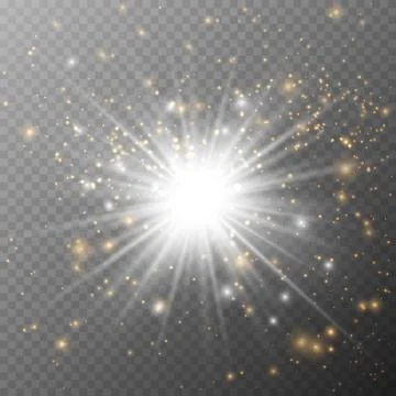 Light glow effect stars. Vector sparkles on transparent background. Christmas Stock Illustration