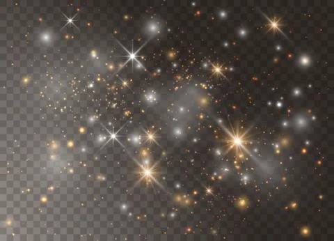 Light glow effect stars. Vector sparkles on transparent background. Christmas Stock Illustration
