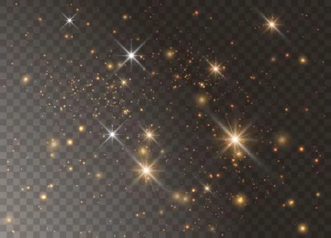 Light glow effect stars. Vector sparkles on transparent background. Christmas Stock Illustration