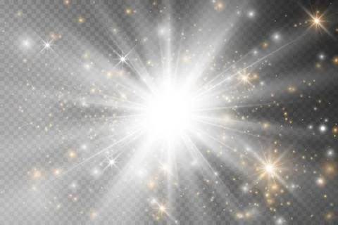 Light glow effect stars. Vector sparkles on transparent background. Christmas Stock Illustration