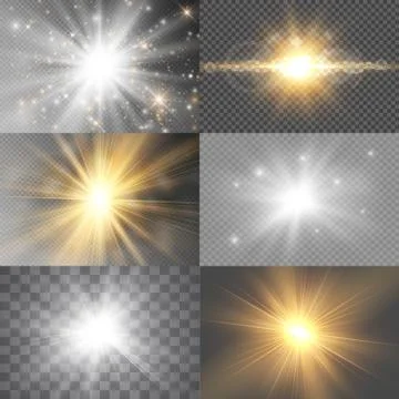 Light glow effect stars. Vector sparkles on transparent background. Christmas Stock Illustration