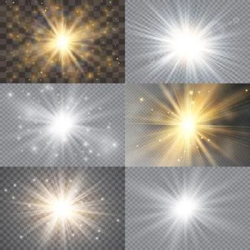 Light glow effect stars. Vector sparkles on transparent background. Christmas Stock Illustration