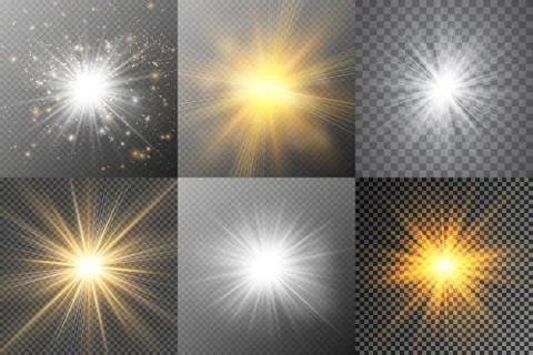 Light glow effect stars. Vector sparkles on transparent background. Christmas Stock Illustration