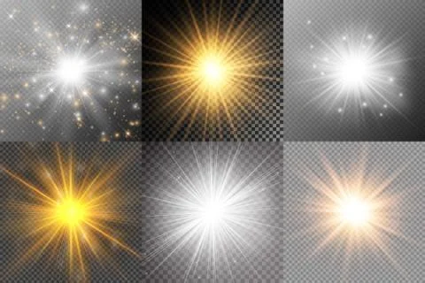 Light glow effect stars. Vector sparkles on transparent background. Christmas Stock Illustration