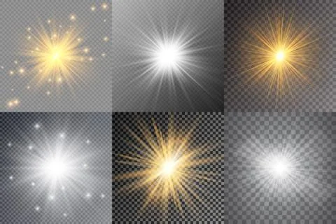 Light glow effect stars. Vector sparkles on transparent background. Christmas Stock Illustration
