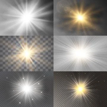 Light glow effect stars. Vector sparkles on transparent background. Christmas Stock Illustration