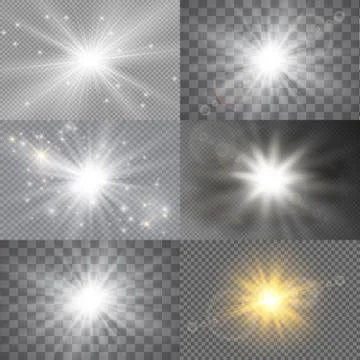 Light glow effect stars. Vector sparkles on transparent background. Christmas Stock Illustration