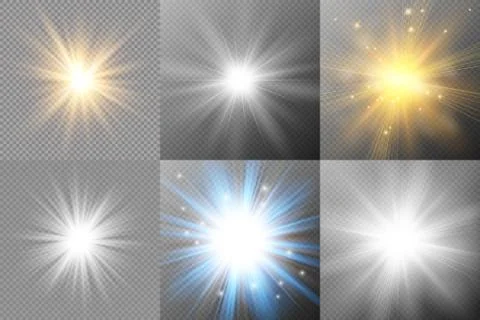 Light glow effect stars. Vector sparkles on transparent background. Christmas Stock Illustration