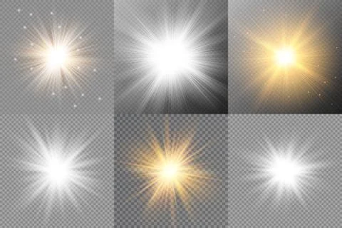 Light glow effect stars. Vector sparkles on transparent background. Christmas Stock Illustration