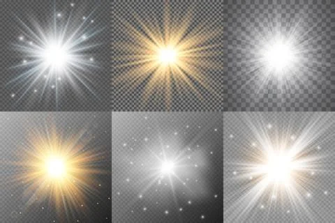 Light glow effect stars. Vector sparkles on transparent background. Christmas Stock Illustration
