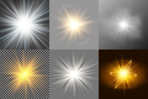 Light glow effect stars. Vector sparkles on transparent background. Christmas Stock Illustration