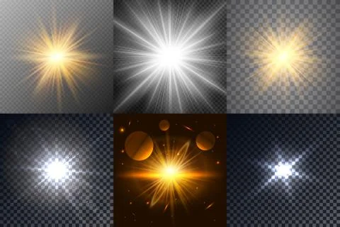 Light glow effect stars. Vector sparkles on transparent background. Christmas Stock Illustration