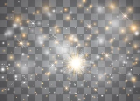 Light glow effect stars. Vector sparkles on transparent background. Christmas Stock Illustration