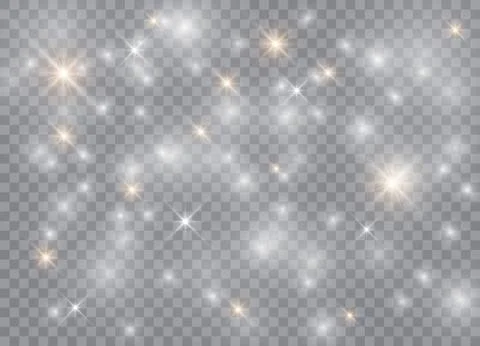 Light glow effect stars. Vector sparkles on transparent background. Christmas Stock Illustration