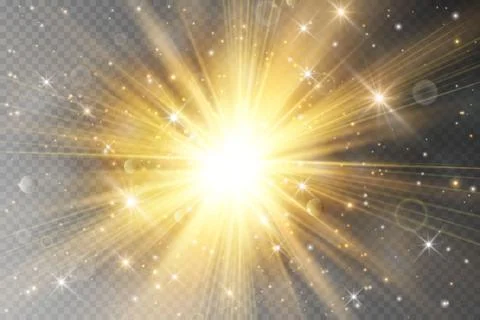 Light glow effect stars. Vector sparkles on transparent background. Christmas Stock Illustration