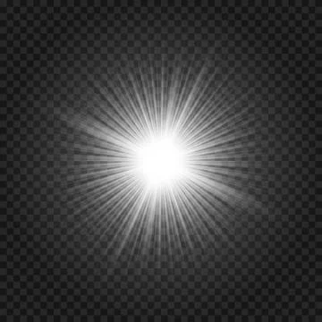 Light glow flash effect. Vector white star burst Stock Illustration