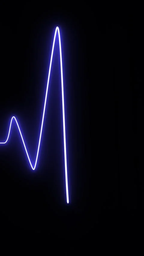 Light, glowing neon animation . Blue Heart Line, Heart rhythm, heart beat pulse. Video stock 321461231