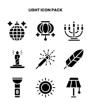 Light Glyph Design Icons Pack Stockillustratie