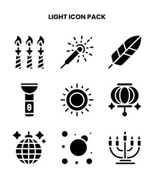 Light Glyph Icons Pack Ilustração Stock