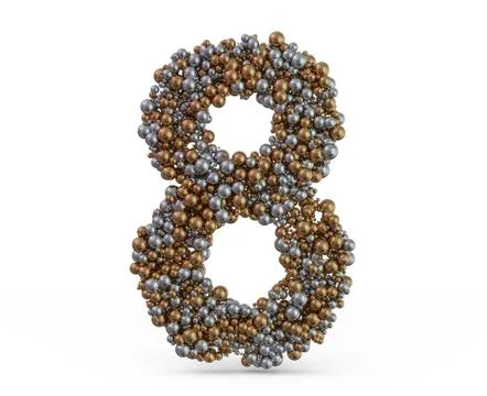 Light gold digit eight on the background. 3D Stock Illustration