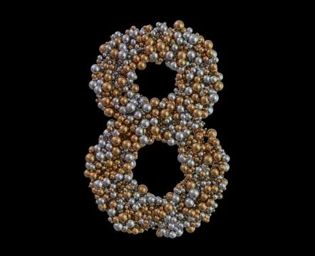 Light gold digit eight on the background. 3D Stock Illustration