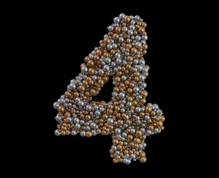 Light gold digit four on the background. 3D Stock Illustration