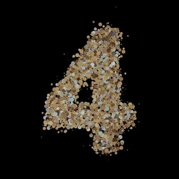 Light gold digit four on the background. 3D Stock Illustration