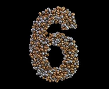 Light gold digit six on the background. 3D Stock Illustration