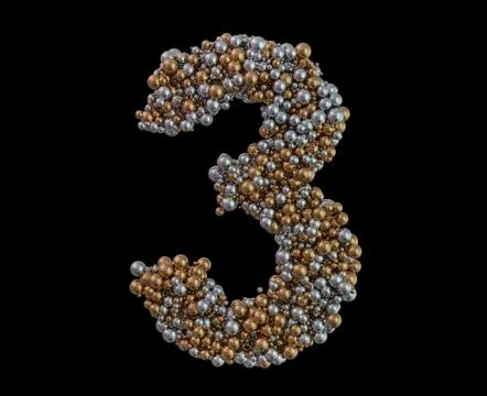 Light gold digit three on the background. 3D Stock Illustration