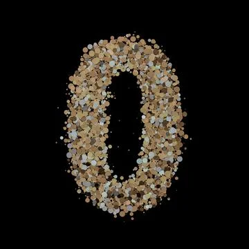 Light gold digit zero on the background. 3D Stock Illustration