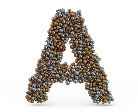 Light gold letter A on the background. 3D Stock Illustration