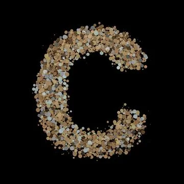 Light gold letter C on the background. 3D Stock Illustration