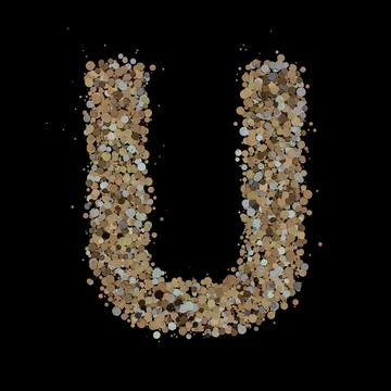 Light gold letter U on the background. 3D Stock Illustration