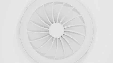 Light gray animated background. rotating blades of a white turbine. 3d render Stock Footage 166145463