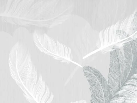 Light gray background, large gray and white feathers Stock Illustration