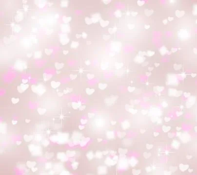 Light gray bokeh background with hearts, for Valentine's day, glitter Stock Illustration