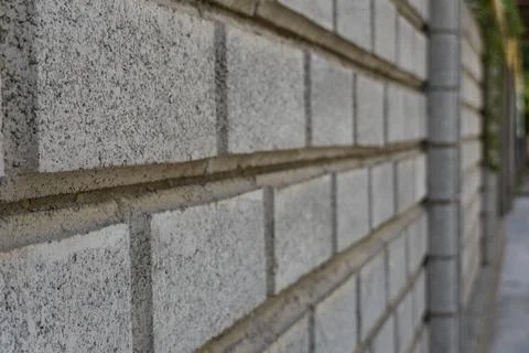 Light Gray Brick Wall Texture in Running Bond Pattern Stock Photos